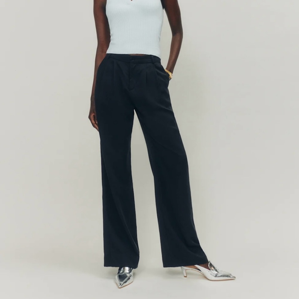 Reformation Mason Mid Rise Pant Black - Size 0